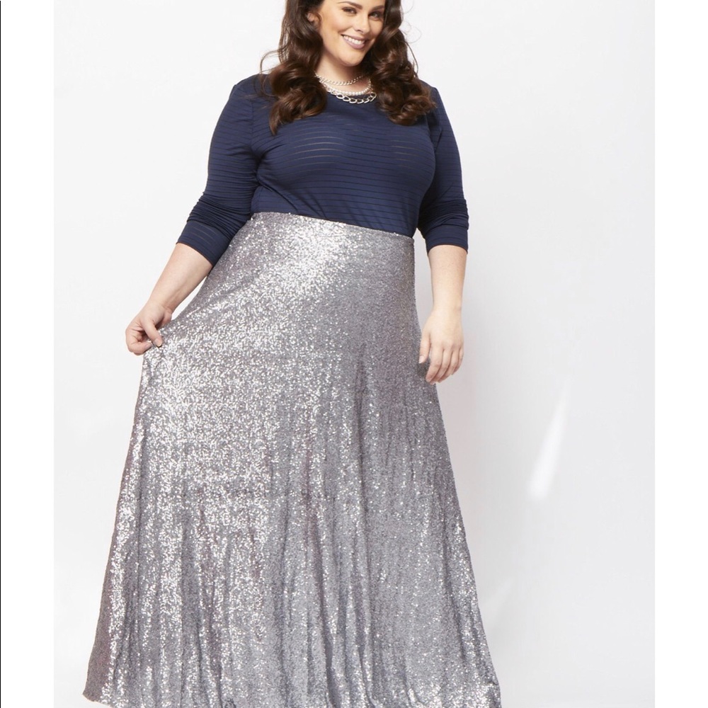 Gun-smoke (silver) Showstopper Sequin Maxi Skirt